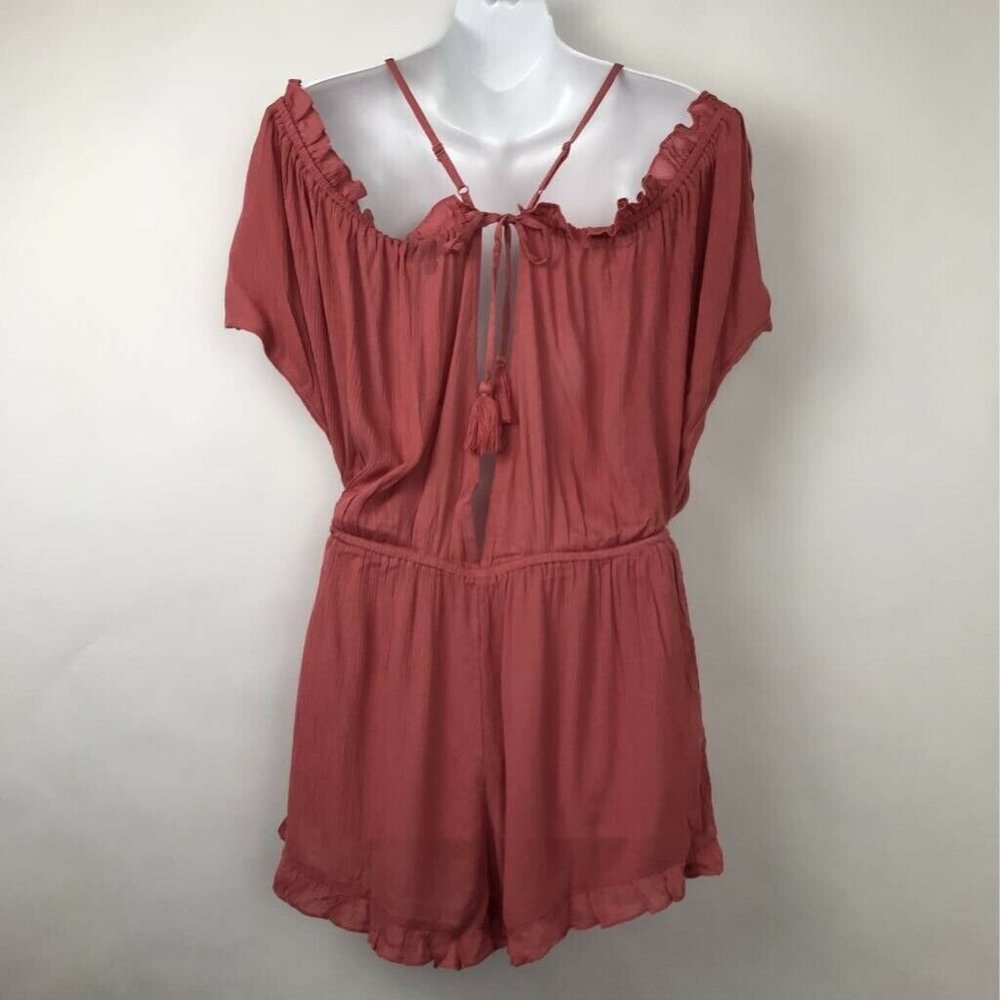 Topshop Romper Playsuit Pink Ruched Off Shoulder M - Picture 3 of 8